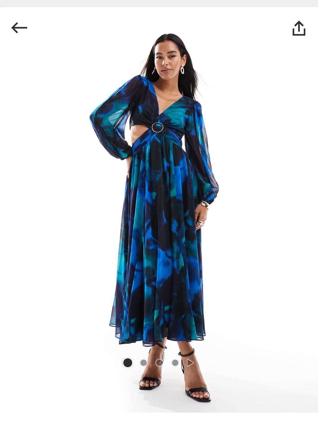 Asos Ever New Cut-Out Maxi Dress In Cobalt Flower